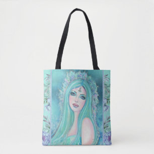 Tote Bag Sirène avec fleurs art par Renee Lavoie