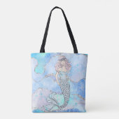 Tote Bag Sirène Belle Océan Bleu Parties scintillant Turquo (Dos)