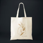 Tote Bag Sirène de pont en forme d'or moderne<br><div class="desc">Le design présente une feuille d'or botanique moderne contre une forme géométrique ronde. Customisez facilement votre nom de choix. Idéale idée cadeau de fête de mariage,  ou pour d'autres événements importants.</div>