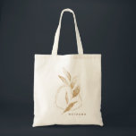 Tote Bag Sirène de pont en forme d'or moderne<br><div class="desc">Le design présente une feuille d'or botanique moderne contre une forme géométrique ronde. Customisez facilement votre nom de choix. Idéale idée cadeau de fête de mariage,  ou pour d'autres événements importants.</div>