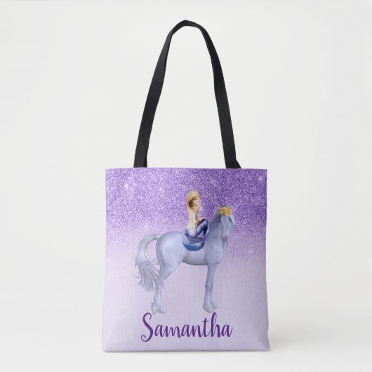 Tote Bag Sirène violette sur Unicorn Personnalisé (Devant)