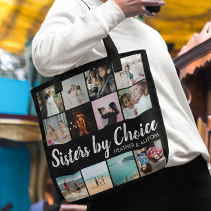 Tote Bag Sisters By Choice Photo Collage BFF personnalisé