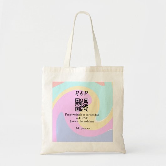 Tote Bag site web de mariage rsvp q r code ajouter nom text (Devant)