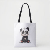 Tote Bag Sitting Panda Bear Cartoon Illustration Artwork (Devant)