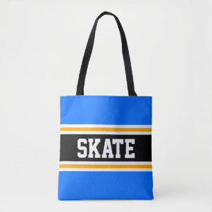Tote Bag SKATE Athlétisme Bleu Bleu Noir Jaune rayures