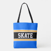 Tote Bag SKATE Athlétisme Bleu Bleu Noir Jaune rayures (Dos)