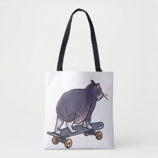 Tote Bag skateboard cat bye