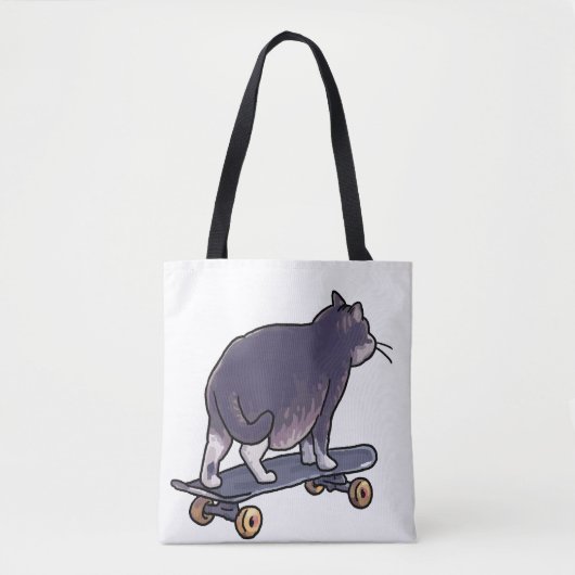 Tote Bag skateboard cat bye (Devant)