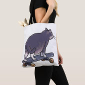 Tote Bag skateboard cat bye (De près)