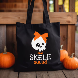 Tote Bag Skele Squad Bow Orange Halloween Trick ou Treat