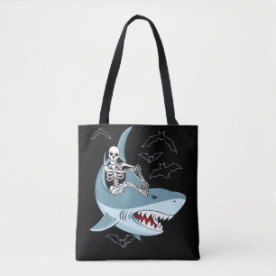 Tote Bag Skeleton équitation requin Drôle cadeaux d'Hallo