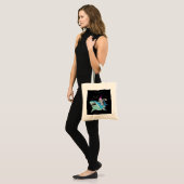 Tote Bag Skeleton équitation requin drôle - Crazy Halloween (Devant (modèle))