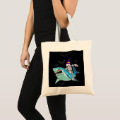 Tote Bag Skeleton équitation requin drôle - Crazy Halloween (Devant (produit))