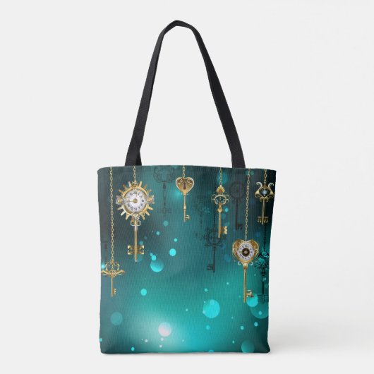 Tote Bag Skeleton Keys on Green Background (Dos)
