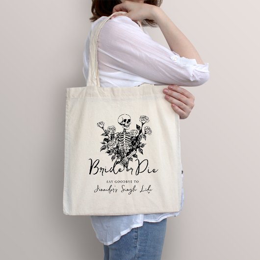 Tote Bag Skeleton Roses Bride or Die Bachelorette Party