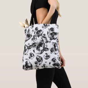 Tote Bag Skeleton Skull Art Motif