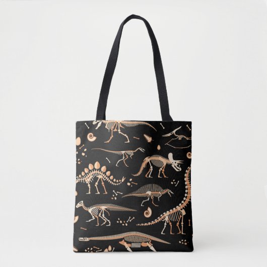 Tote Bag Skeletons de dinosaures et fossiles motif (Devant)
