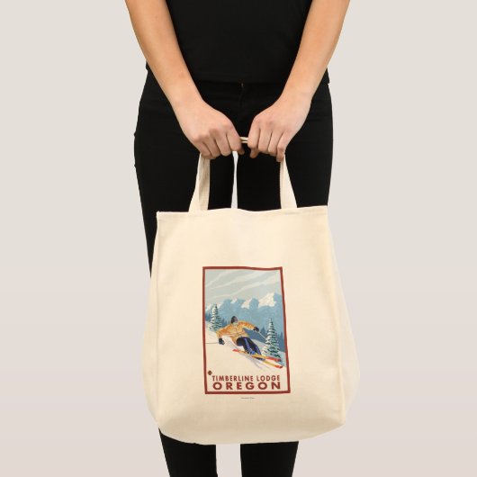 Tote Bag Ski de neige - Timberline Lodge, Oregon (Devant (produit))