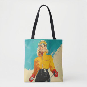 Tote Bag Ski rétros Glamour Vintage hiver Aventure