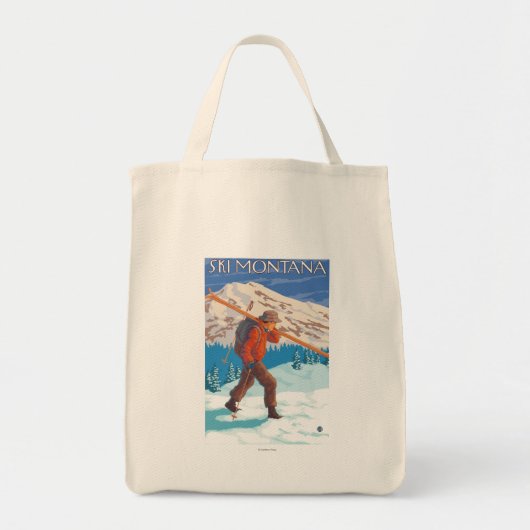 Tote Bag Skier transportant ski de neige - Montana (Devant)