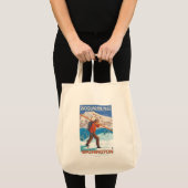 Tote Bag Skier transportant ski de neige - Snoqualmie Pass, (Devant (produit))