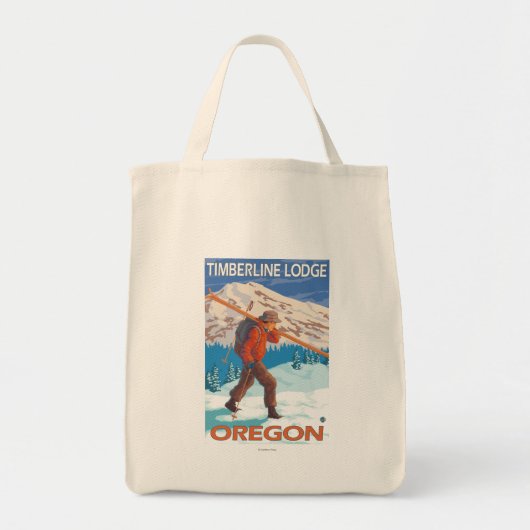 Tote Bag Skier transportant ski de neige - Timberline Lodge (Devant)