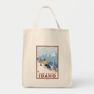 Tote Bag Skieur de neige de Downhhill - Sun Valley, Idaho