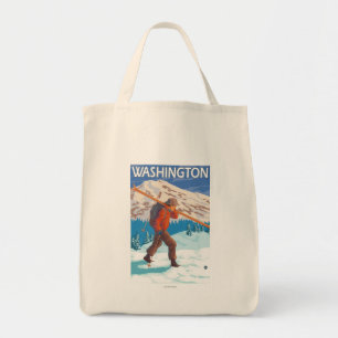 Tote Bag Skis de transport de neige de skieur - Washington