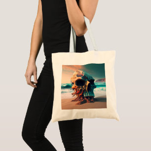 Tote Bag Skull on the beach
