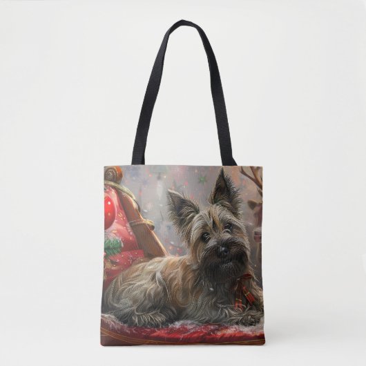 Tote Bag Skye Terrier Chien Festif de Noël (Devant)