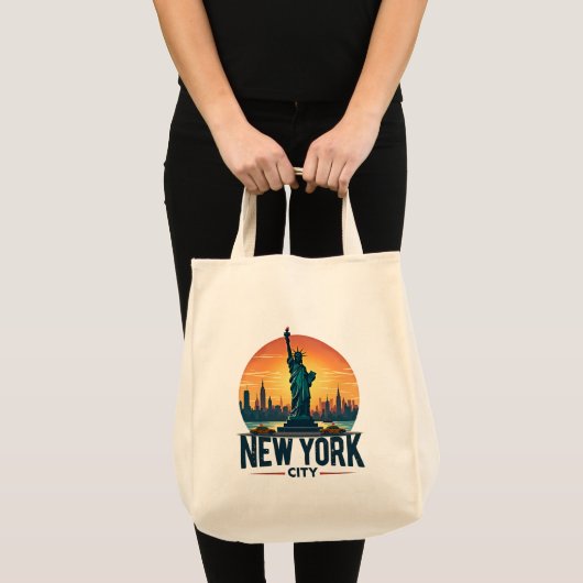 Tote Bag Skyline de New York avec Statue de la Liberté (Devant (produit))