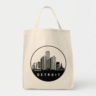 Tote Bag Skyline Detroit Michigan