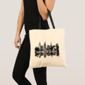 Tote Bag Skyline new-yorkais en encre noire (Devant (produit))