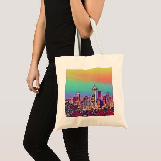 Tote Bag Skyline Seattle Abstrait   (Devant (produit))