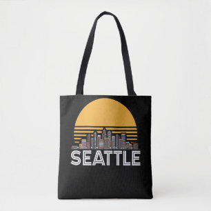 Tote Bag Skyline Seattle Washington Retro City