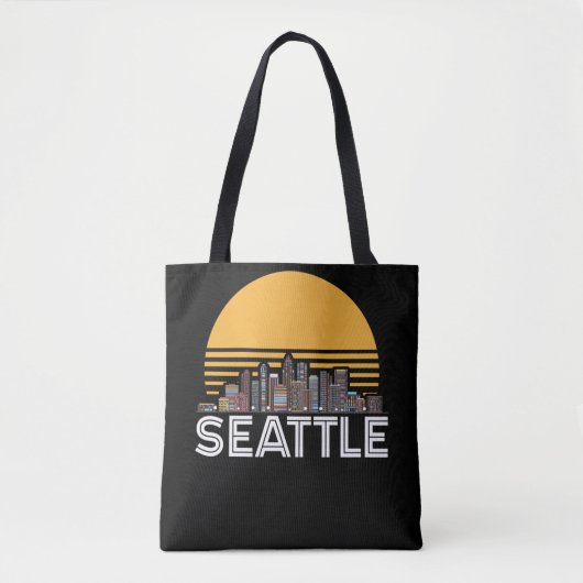 Tote Bag Skyline Seattle Washington Retro City (Devant)