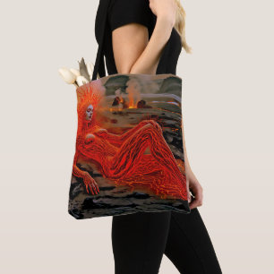 Tote Bag "Sleeping Magma" - Portrait de femme volcanique