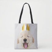 Tote Bag Sleepy Golden Retriever Puppy dans Gold Crown (Devant)