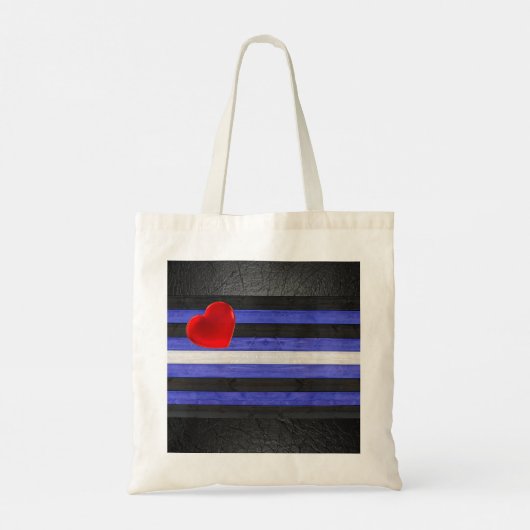 Tote Bag SlipperyJoe's cuir drapeau orgueil noir bleu royal (Dos)