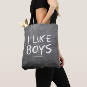 Tote Bag SlipperyJoe's J'aime les garçons tableau noir sale