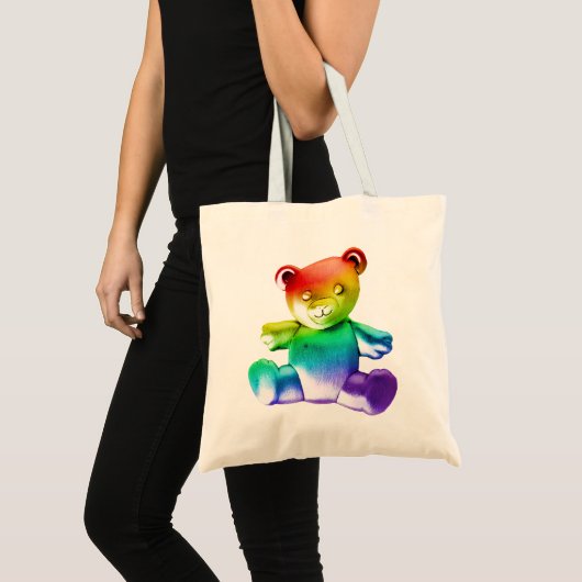 Tote Bag SlipperyL'ours en peluche brossé de Joe gra arc-en (Devant (produit))