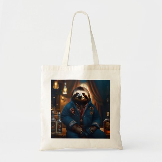 Tote Bag Sloth Dans Sa Veste À Boire, (Devant)