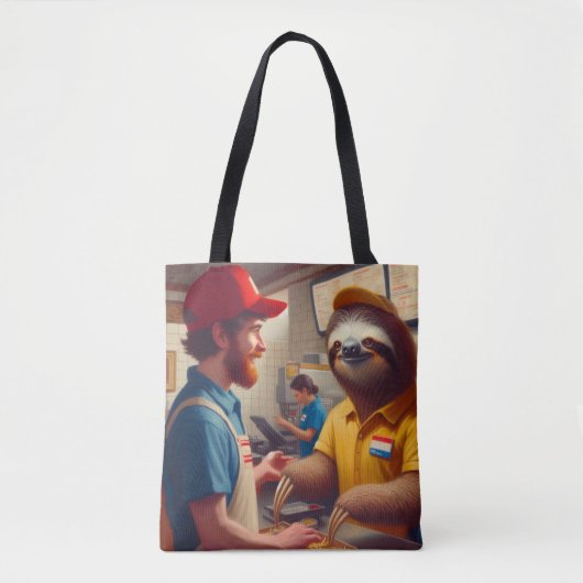 Tote Bag Sloth Fast Food Worker (Devant)