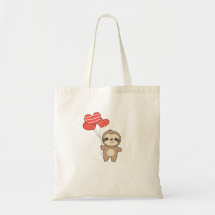 Tote Bag Sloth For Valentine's Day Cute Animals With Hearts