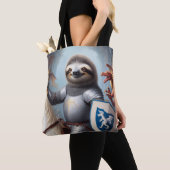 Tote Bag Sloth Knight Fighting Dragons (De près)