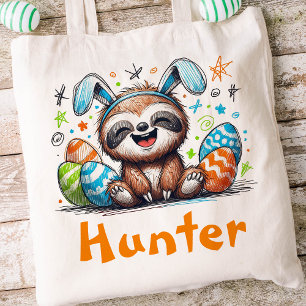 Tote Bag Sloth Pâques Enfants Nom Garçons Bunny