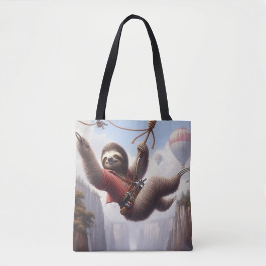 Tote Bag Sloth Ziplining (Devant)