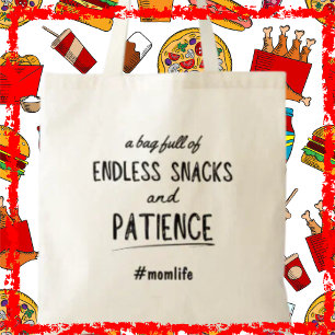 Tote Bag Snacks à l'infini Vie de Maman Cadeau drôle pour l