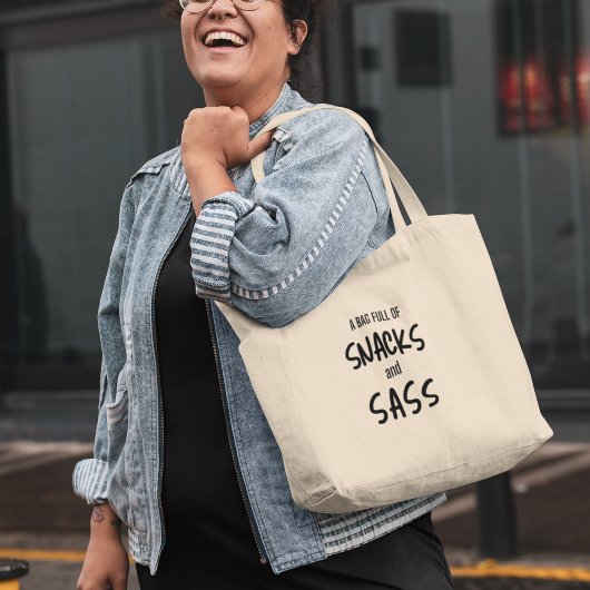 Tote Bag Snacks & Sass Drôle Cool Quirky Moderne