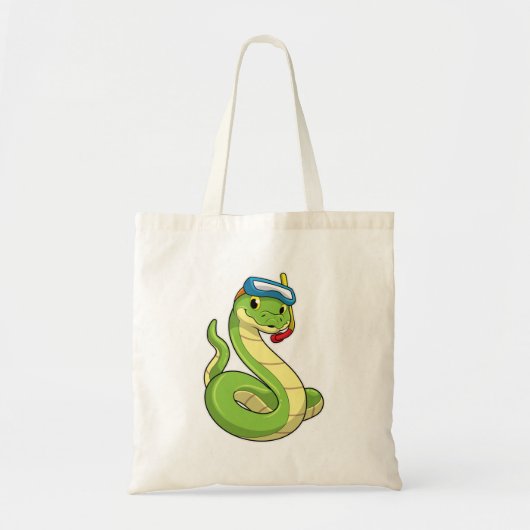 Tote Bag Snake as Diver wirth Snorkel (Devant)